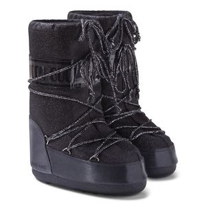Black Sparkly Moon Boots